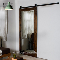 Soundproof interior sliding wood frame glass barn doors with glass inserts on China WDMA