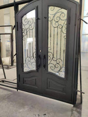 Square Top NEW DESIGN Double Iron Entry Doors SE-GD022 on China WDMA