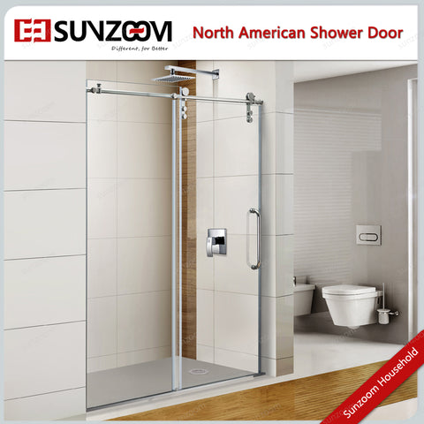 Sunzoom custom glass shower enclosure doors cost is cheapest with curved corner sliding shower door on China WDMA