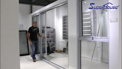 Superhouse aluminium frame unbreakable glass door slide with low price on China WDMA