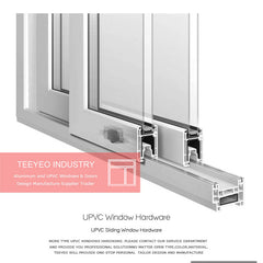 Teeyeo toughened glass upvc vs aluminium windows 3 tracks sliding window safety lock on China WDMA