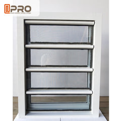 Tempered glass aluminum ventilation adjustable glass louver shutters window with security screen mesh on China WDMA