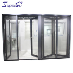 Thermal Break Powder Coated Aluminum Folding glass Doors on China WDMA