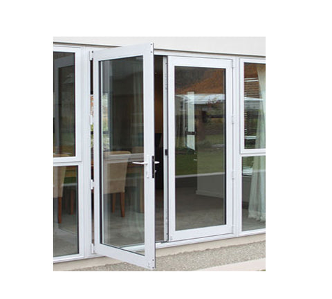 Thermal break frame decorative tempered glass aluminium casement doors for external with security screen on China WDMA