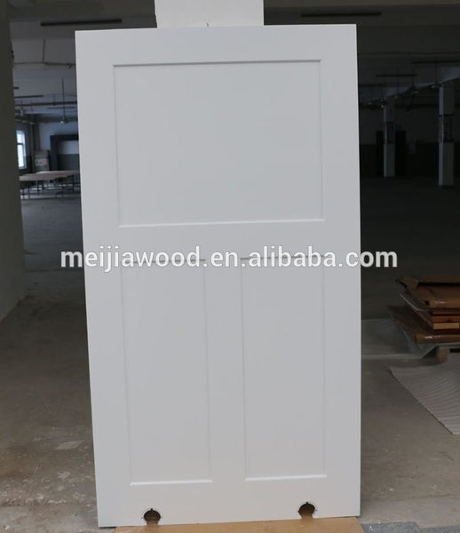 Three panels white paint stained pine wood insulated sliding barn door slab for bottom roller system on China WDMA