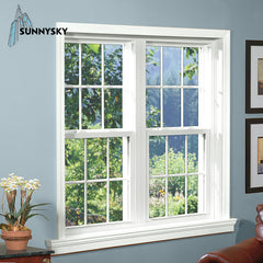 Top selling vinyl edge single pane upvc lifespan double hung mechanism window on China WDMA