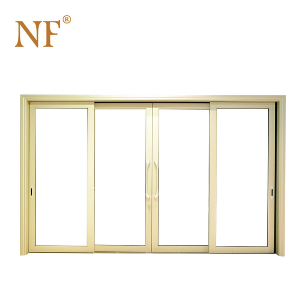 Two tracks four panel aluminum profile tempered glass sliding door on China WDMA