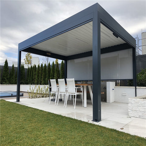 High Quality Custom Rainproof Outdoor Aluminum Motorized Swimming Pool Louver Roof