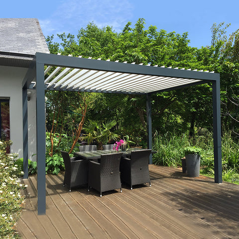 Modern Automatic Patio Outdoor Aluminum Pergola Opening Louvre Roof Aluminum Pergola