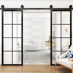 Pocket Door System Steel Frame Bypass Double Sliding Metal Framed Modern Black Glass Pocket Door With Sliding Pocket Door Frame