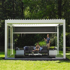 Customized Outdoor Garden Balcony Adjustable Waterproof Louvered Metal Roof Motorized Aluminum Pergola