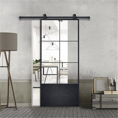 Slide Glass Barn Door Modern Design Steel Interior Tempered Glass Barn Door Barn Style Sliding Doors