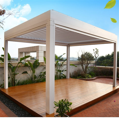 Modern Aluminum Motorized Automatic Outdoor Pergola Waterproof With Curtain Pergola