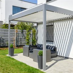 New Customized 5X6M Aluminum Louver Roof Cover Electric Garden Pergola