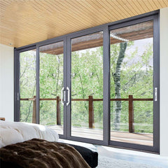 Sliver Grey Timber Reveals Sliding Door Double Glazed Aluminum Sliding Door Powder Coated Sliding Glass Door