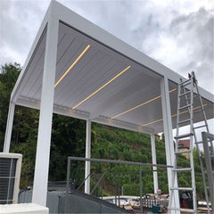 Custom Rainproof Sunproof Outdoor Aluminum Cheap Price Aluminum Pergola Motorized Swimming Pool Louver Roof Aluminum Pergola