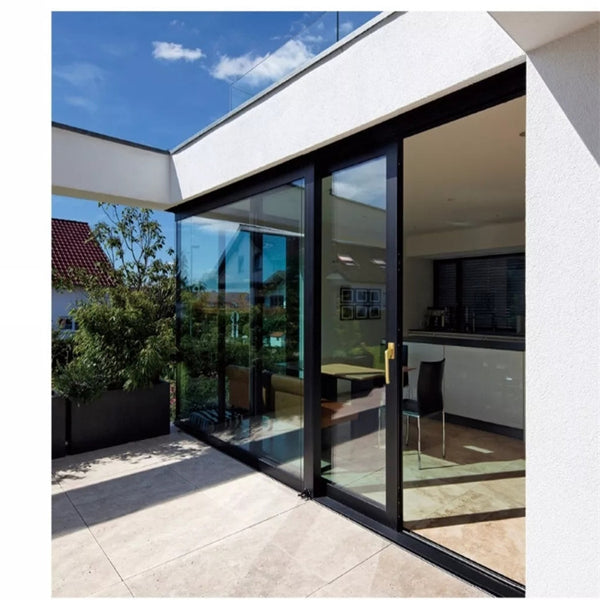 Bi Folding Sliding Doors Exterior Aluminum Modern Sliding Shutter Doors With Double Glass Stacking Sliding Glass Doors