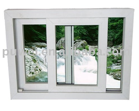 UPVC sliding window, Plastic sliding window, Vertical Sliding Window UPVC two panels horizontal open plastic sliding window on China WDMA