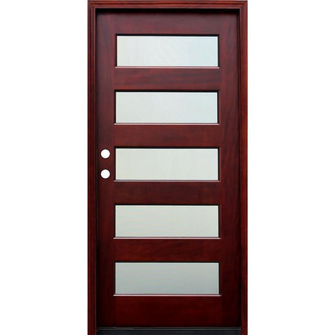 Craftsman Rubber Wood Door Design with Tempered Glass