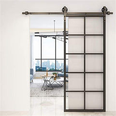 Barn  Sliding Door Knocked Down Barn Door Patio  Metal Frame With Sliding Hardware Kits Black Metal Exterior Door