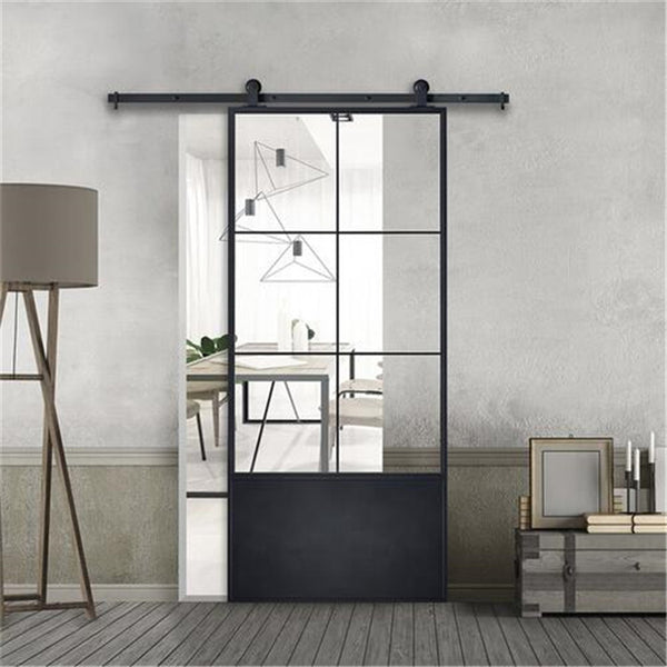 Ceiling Mount Sliding Bypass Barn Door High Quality Thermal Break 36" X 84" Barn Door Overlapping  Sliding  Patio Door Pocket