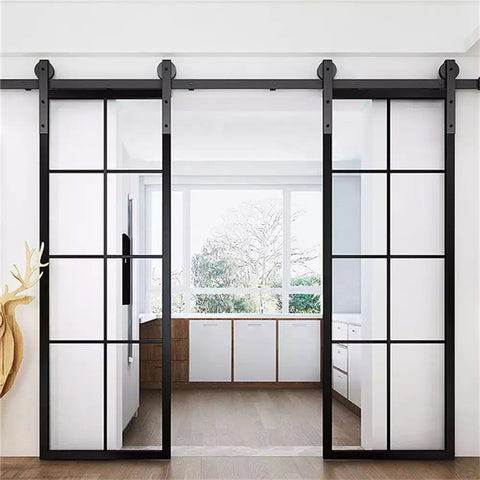 Sorento Pocket Door Frosted Glass Interior Closet Pocket Door With Black Steel Frame Steel Outdoor Pocket Door