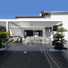 New Factory Modern Design Bioclimatic Aluminum Louvre Roof Pergola With Side Curtain Pergola