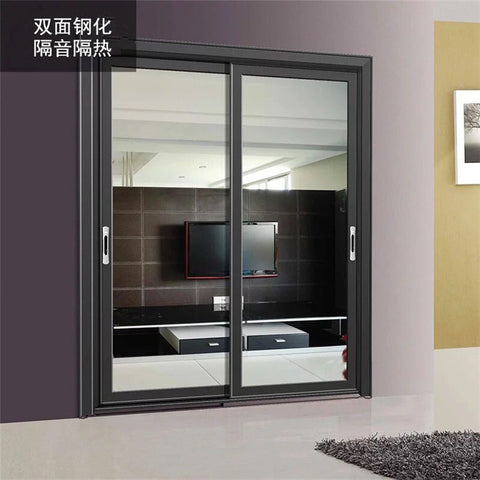 Sliver Grey Timber Reveals Sliding Door Double Glazed Aluminum Sliding Door Powder Coated Sliding Glass Door