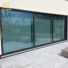 Uganda villa entrance interior house window and door pvdf black aluminum bullet proof 4 panel sliding glass patio doors on China WDMA