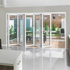 White 12*8 feet interior door aluminum frame with double tempered glass bifold door on China WDMA