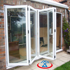 White double tempered glass aluminium exterior patio folding doors on China WDMA