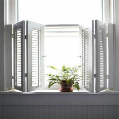 White wooden push rod bi fold plantation shutter doors interior on China WDMA