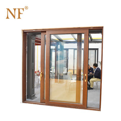 Wood cladding aluminium frame double glazing sliding door on China WDMA