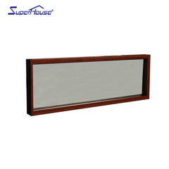 Wood grain aluminium frame tempered frosted glass windows hurricane impact window on China WDMA