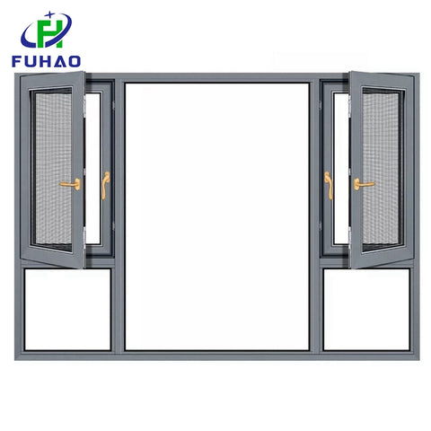 aluminum grille window push out residential Grey french aluminum casement windows