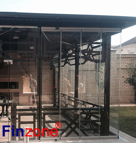 aluminum sliding window frameless glazing systems tempered glass interior frameless bifold door/ folding door without frame on China WDMA