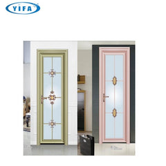 construction single pane aluminium interior french frosted double tempered glass bathroom door casement swing door on China WDMA