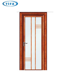 construction single pane aluminium interior french frosted double tempered glass bathroom door casement swing door on China WDMA