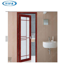 construction single pane aluminium interior french frosted double tempered glass bathroom door casement swing door on China WDMA