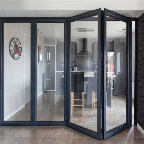 double glass folding exterior french doors modern aluminium soundproof vertical folding doors on China WDMA