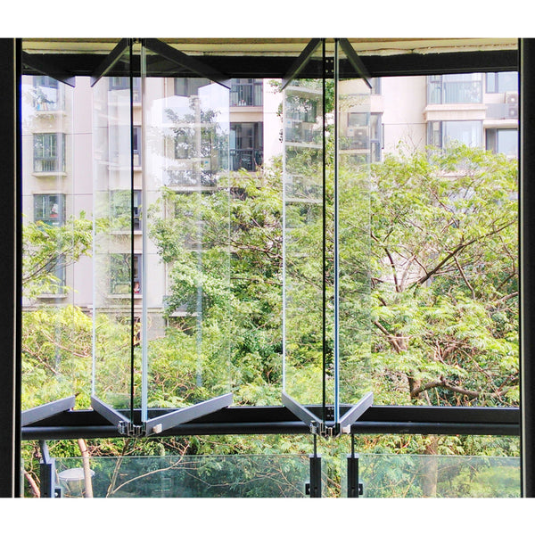 frameless folding safety glass bifold windows price on China WDMA