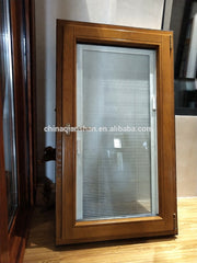 new aluminium clad wood composite swing window with internal blinds and stainless steel mosquito screen on China WDMA