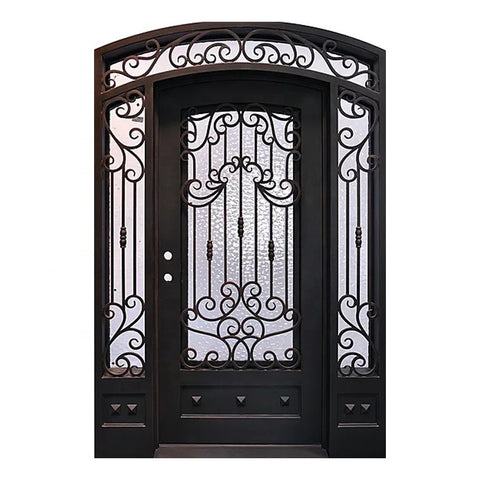 online wholesale full arched exterior screen american single rod iron front entry doors project small on China WDMA