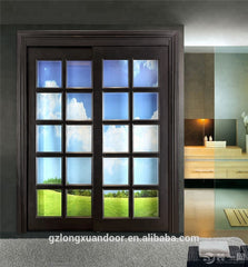 patio wooden frame sliding open double leaf beveled glass door with tempered glass on China WDMA