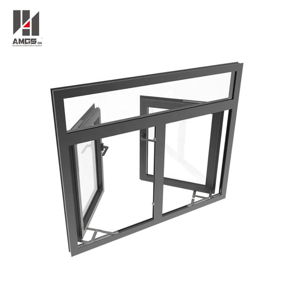 philippines price double glazing black aluminum framed glass casement window on China WDMA