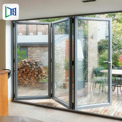 soundproof interior ffolding glass bifold french bi fold doors aluminum aluminium alloy folding door for restaurant on China WDMA