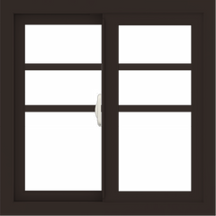 WDMA 24x24 (23.5 x 23.5 inch) Dark Bronze Aluminum Slide Window with Top Colonial Grids