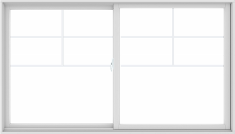 WDMA 84X48 (83.5 x 47.5 inch) White uPVC/Vinyl Sliding Window with Top Colonial Grids Grilles