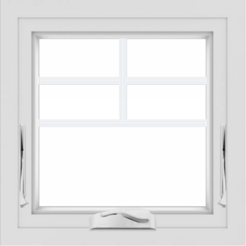 WDMA 24x24 (23.5 x 23.5 inch) White uPVC/Vinyl Crank out Awning Window with Top Colonial Grids