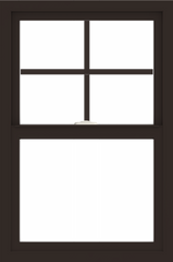 WDMA 24x36 (23.5 x 35.5 inch) Dark Bronze aluminum Single and Double Hung Window with Top Colonial Grids